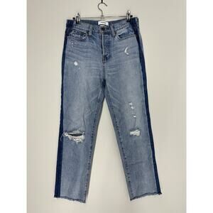 Pistola Pick Me Up Ankle Length Raw Hem Two Tone Distressed Jeans Size 27